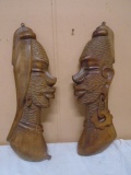 2pc Set pf Wooden Carved Wall Art