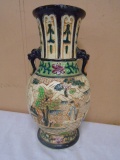 Large Oriental Double Handle Vase (Made in Japan)