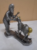 Ricker Limited Edition Numbered Pewter Santa w/ Rocking Horse