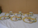 Vintage Setting for 6 Hand Painted Snack Set