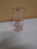 Central State College Dairy Farms 1/2 Pint Glass Milk Bottle w/ Cardboard Cap
