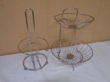 Double Stainless Steel Fruit Basket and Paper Towel Holder