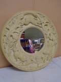 Large Round Wall Mirror w/Rabbits