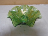 Beautiful Green Carnival Glass Bowl