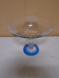 Beautiful Etched Glass Pedestal Bowl