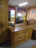 6 Drawer Oak Dresser w/ Mirror