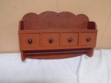 Antique Wooden Kitchen 4 Drawer Spice Shelf w/ Towel Bar