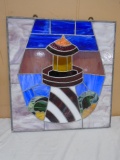 Stained Leaded Glass Lighthouse Décor Piece