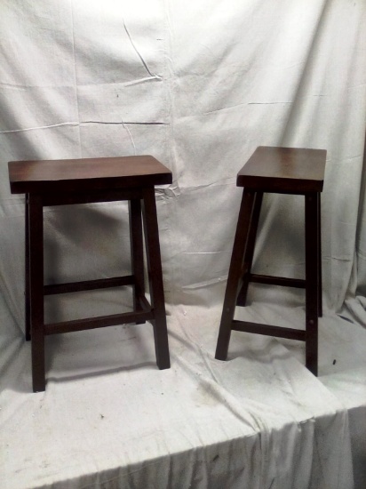 Pair of Wooden Saddle Stools