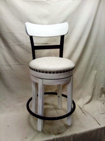 White, Grey, and Black Swivel Bar stool