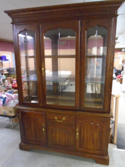 Beautiful 2 Pc. Solid Wood Lighted China Cabinet