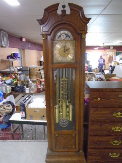 Beautiful Grandfather Clock w/Beveled Glass Door on Front