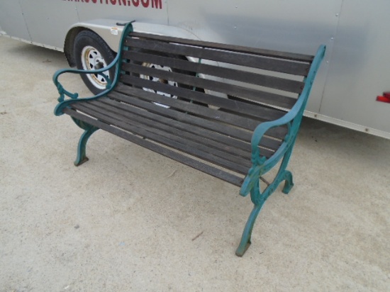 Cast Iron and Wood Slat Park Bench