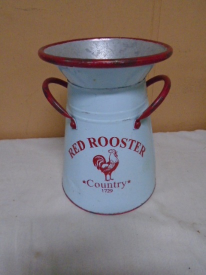 Red Rooster Painted Galvanized Metal Container