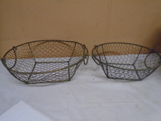 Pair of Chicken Wire Baskets w/Handles