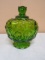 Green Moon and Stars Covered Glass Candy Dish