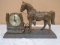 Vintage Metal Horse Clock