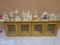 4 Door Wooden Display Cabinet w/ 19 Dept 56 Snowbabies Figurines