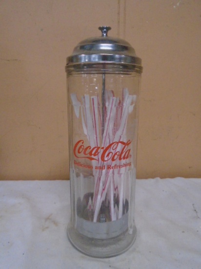 Glass Coca-Cola Straw Holder