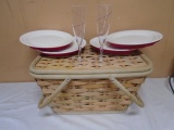 Wicker Picnic Basket w/ Accessories