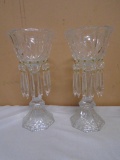 Beautiful Set of Crystal Candle Holders w/Prisms