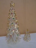 (2) Handblown Crystal Christmas Trees