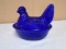 Cobalt Westmorland Glass Hen on Nest