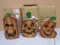 Set of 3 Wooden Lighted Jack-O-Lanterns