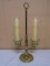 Double Candle Holder w/ Etched Glass Shades