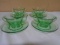 4pc Green Depression Glass Cup and Saucer Set