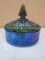 Vintage Indiana Glass Blue Carnival Iridescent Candy Dish