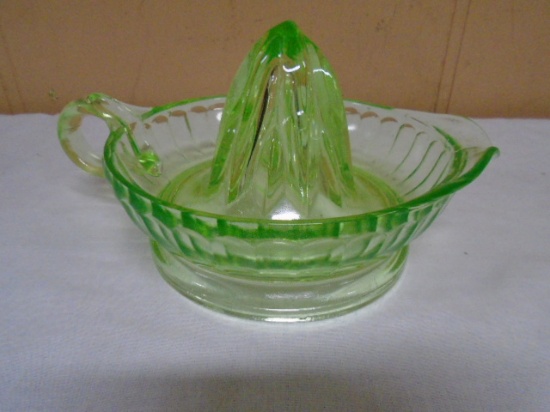 Green Depression Glass Juicer