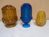 3pc Group of Glass Candle Lamps