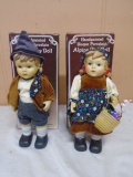 Handpainted Bisque Porcelain Alpine Boy &Girl Dolls