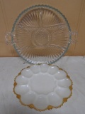 Vintage Glass Egg Plate & Relish Plate