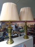 Beautiful Heavy Set of Brass Table Lamps