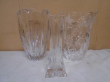 3pc Set of Lead Crystal Vases