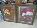 Beautiful Pair of Floral Framed & Matted Prints