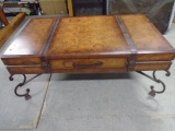 Beautiful Iron & Wood Coffee Table w/ Atlas Trunk Look