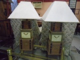 Beautiful Matching Pair of Tripple Stack Trunk Table Lamps