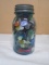 Old Blue Glass Ball Jar of Buttons