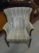 Cream and Blue Striped Side Chair w/Pillow
