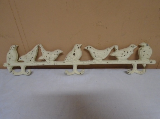 Cast Iron Bird Wall Décor w/3 Sets of Hooks