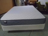 Queen Size Bed Complete w/Sealy All White No-Flip Mattress and Metal Frame