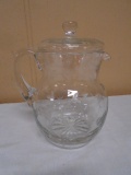 Beautiful Etched Lead Crystal Pitcher w/ Lid