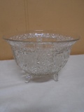 Beautiful Lead Crystal 3 Footed Etched Bowl