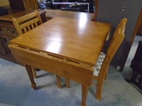 Solid Wood Drop Leaf Table w/ 2 Chairs