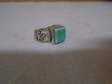 Ladies Sterling Silver Ring w/ Square Stone