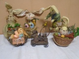 6pc Group of Country Bunny Décor Items
