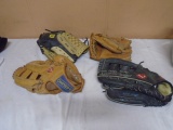 Group of 4 Leather Baseball Gloves